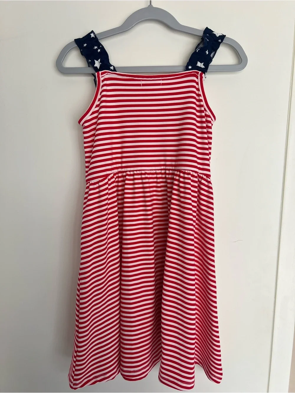 btween Red & White Striped Dress with Navy Star Straps